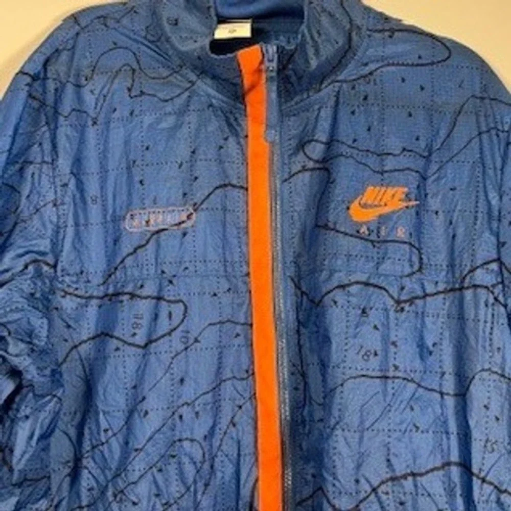 Nike Air Jacket Mens Water Resistant Lightweight Full Zip Marina‎ Blue Orange XL